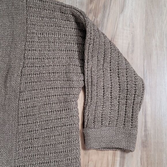 🔹️August Silk Brown Open Knit Cardigan Sweater Medium - Picture 4 of 8